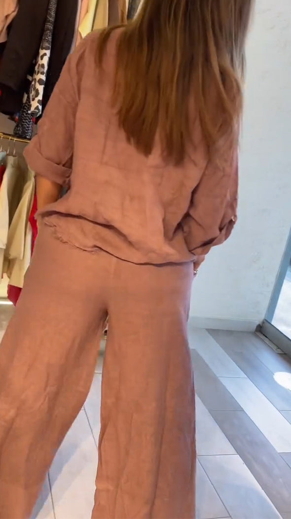 Ladies Lapel Patchwork Sequin Casual Set