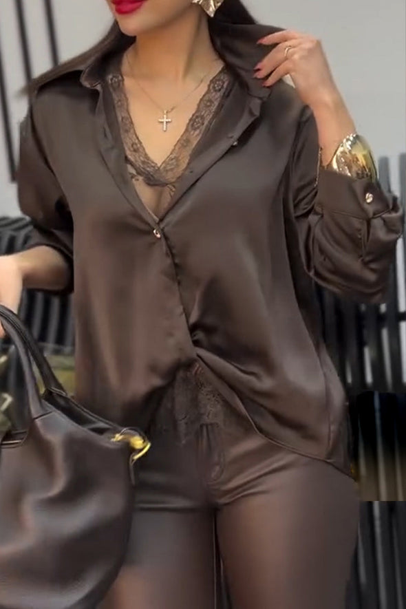 Women Collar Two-piece Casual Top