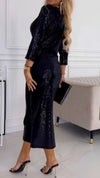 Women Deep V-neck Sequin Elegant Temperament Dress