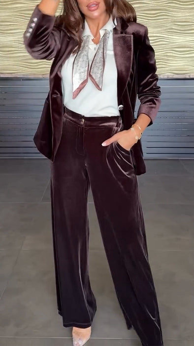 Women Collar Velvet Temperament Commuting Suit