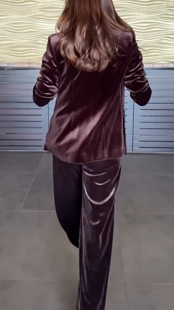 Women Collar Velvet Temperament Commuting Suit