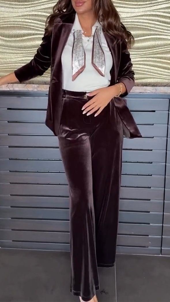 Women Collar Velvet Temperament Commuting Suit