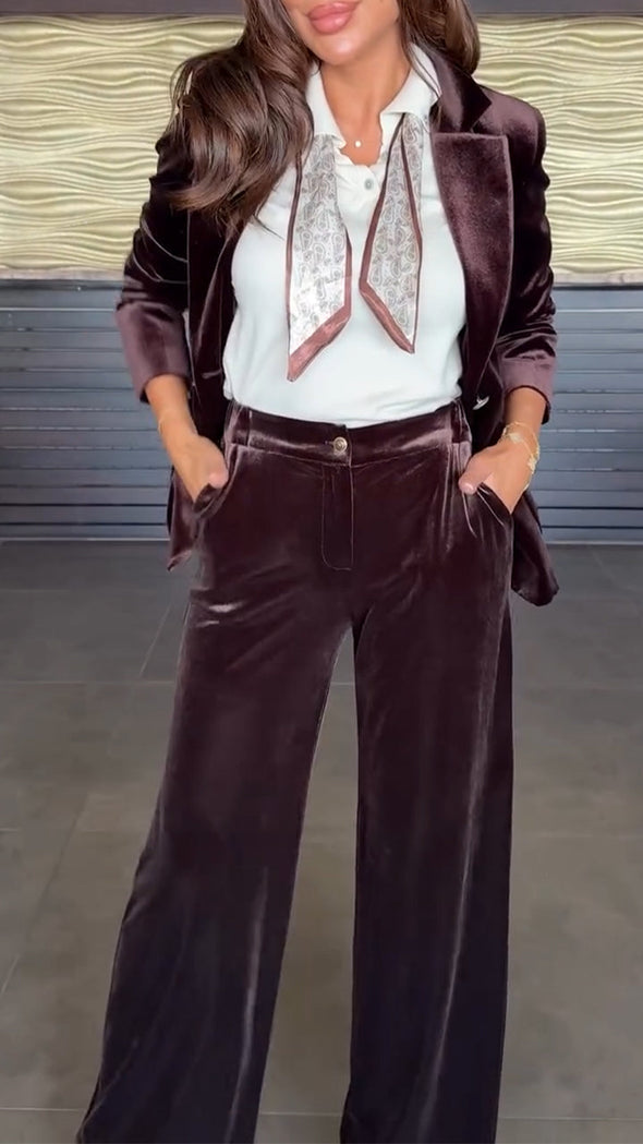 Women Collar Velvet Temperament Commuting Suit