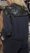 Women Collar Patchwork Sequin Loose Casual Suit
