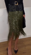 Women Fringed Sequin Dinner Party Sexy Skirt
