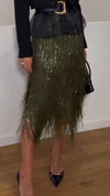 Women Fringed Sequin Dinner Party Sexy Skirt