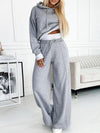 Women's Fashion Solid Color Hoodie and Wide Leg Pants two-piece set