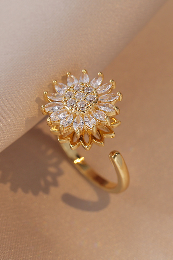 Women's Sunflower Diamond Ring Rotatable