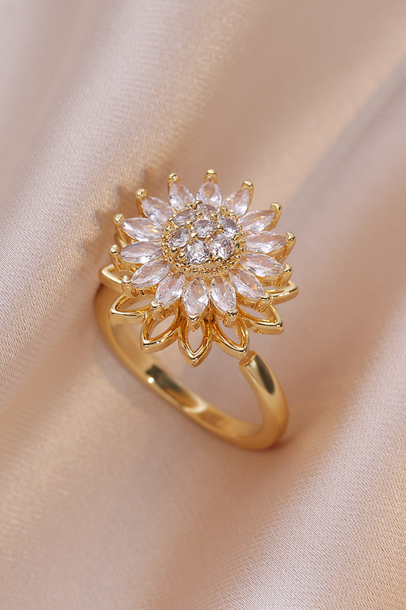 Women's Sunflower Diamond Ring Rotatable
