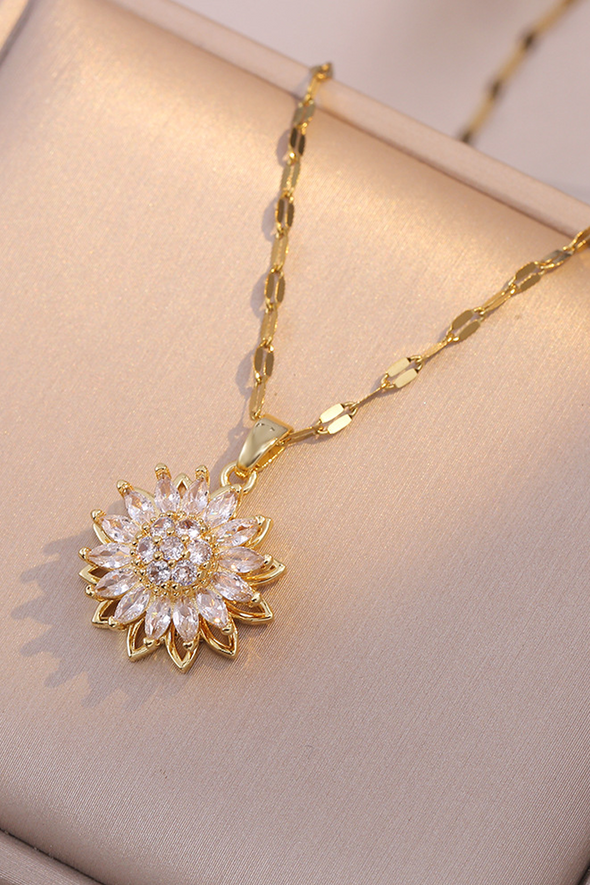 Women's Sunflower Diamond Pendant Necklace