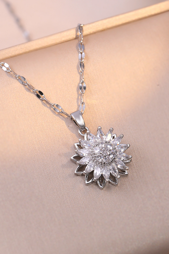 Women's Sunflower Diamond Pendant Necklace