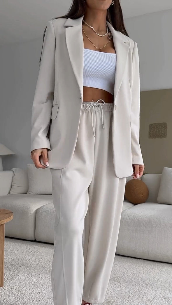 Women's Lapel Solid Color Commuter Suit