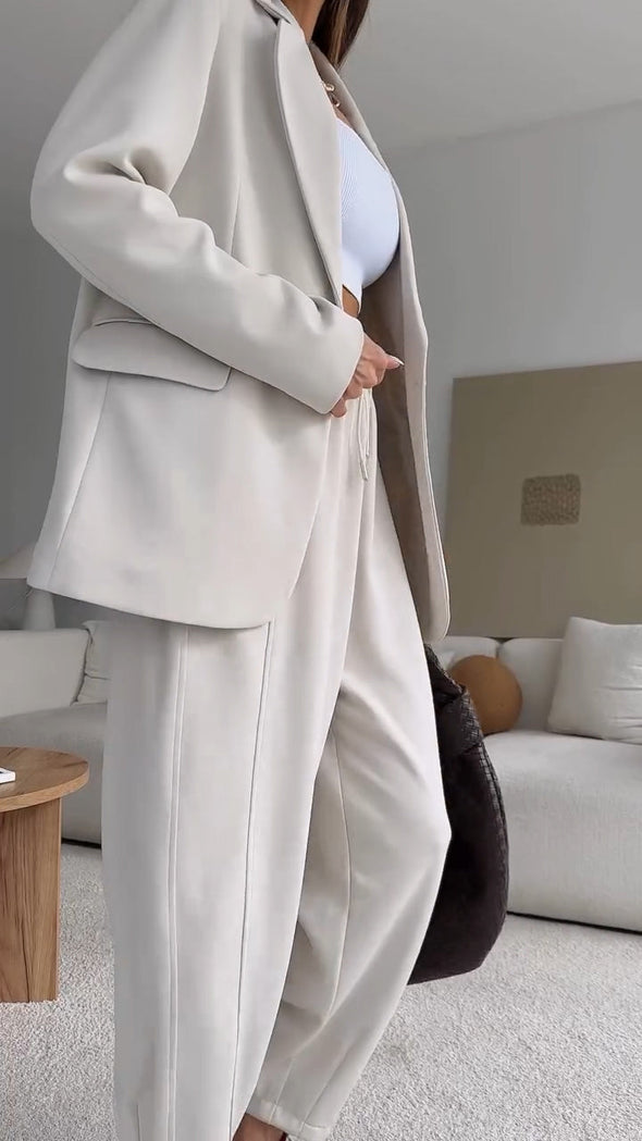 Women's Lapel Solid Color Commuter Suit