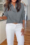 Women's Casual Solid Color V-Neck Knitted Sweater With Casual Pants