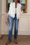 Women's Casual Jeans And Tassel Cardigan Jacket