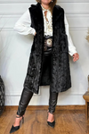 Women Laple Collar Casual Plush Long Vest