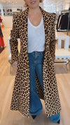 Women Lapel Leopard Print Casual Flared Coat