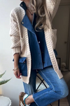 Women Collar Patchwork Knitted Casual Coat