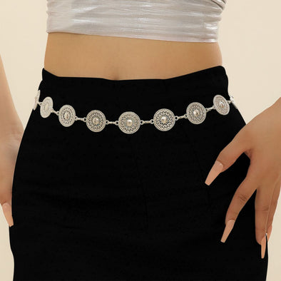 Women's Waist Chain Retro Turquoise Waist Chain Boho Metal Waist Chain Clothing Accessories Body Chain